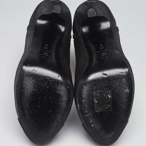 Chanel Silver Metallic Leather Cap Toe Ankle Boots Size 4.5/35 - Picture 3 of 5